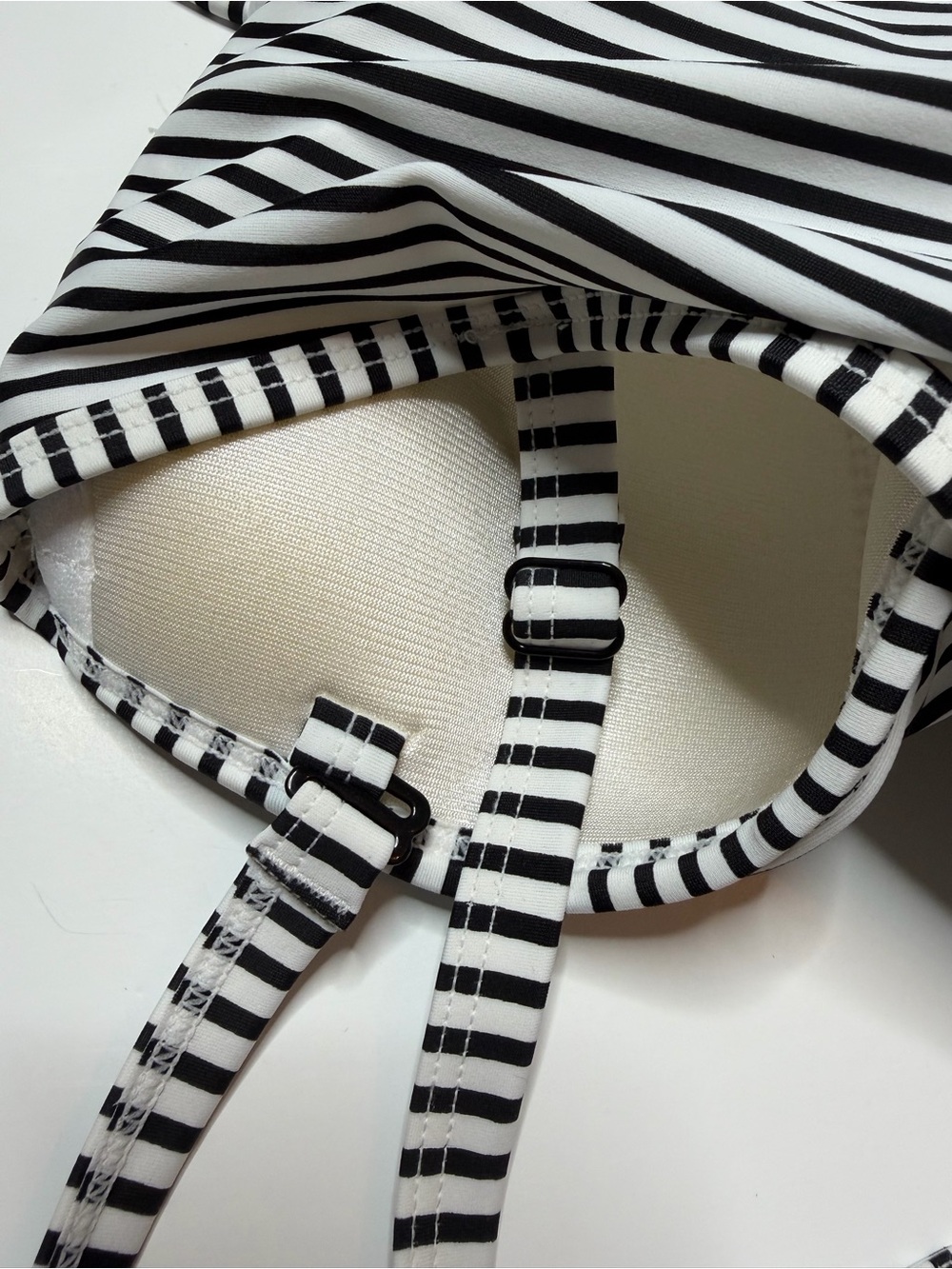 Panache Anya Black and White Stripe Bra-Sized Bandeau Tankini Top Size 36DD - Picture 9 of 13